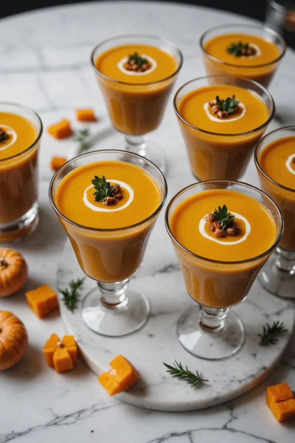 Delicious Butternut Squash Soup Shooters for Thanksgiving Snacks