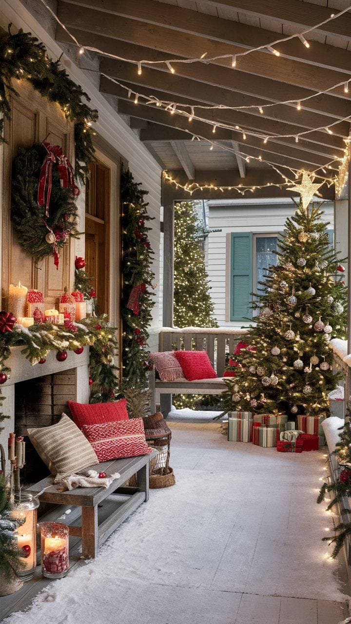 Elegant Christmas Porch Decor Ideas for a Classic Holiday Look in 2024 |  Green christmas decorations, Christmas porch decor, Christmas porch