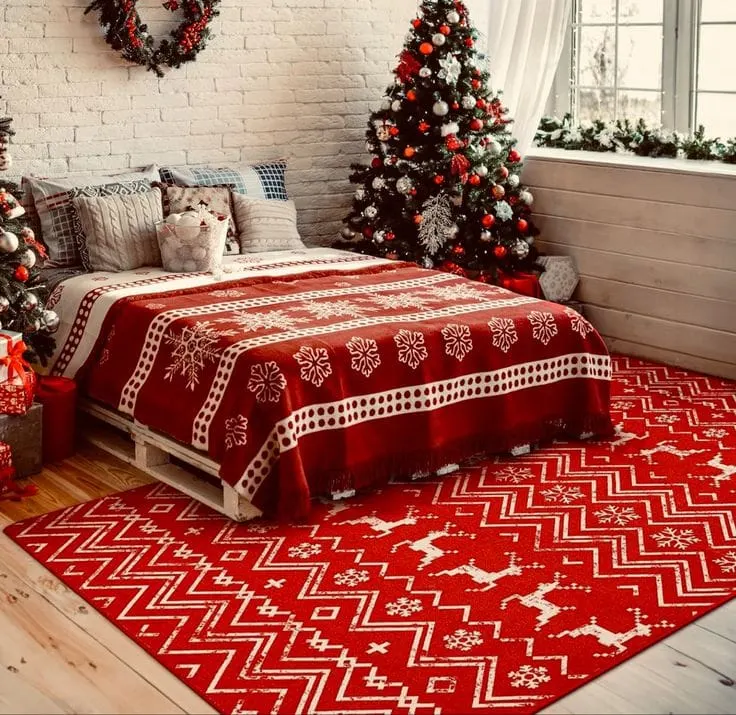 Geometric Reindeer Christmas Area Rug