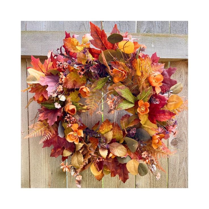 Nature-inspired Fall Wreath With Lush Foliage and Wildflowers Sophisticated  Autumn Wreath With Rich Colors of Fall Leaves and Flowers - Etsy