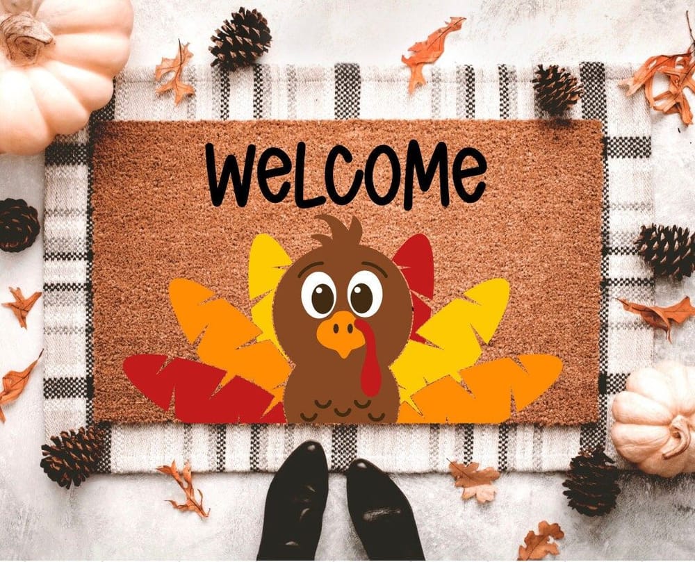 Turkey Thanksgiving Doormat | Fall Doormat | Fall Porch Decor | Outdoor  Fall Decor | Autumn Welcome Mat| Thanksgiving Porch Decor