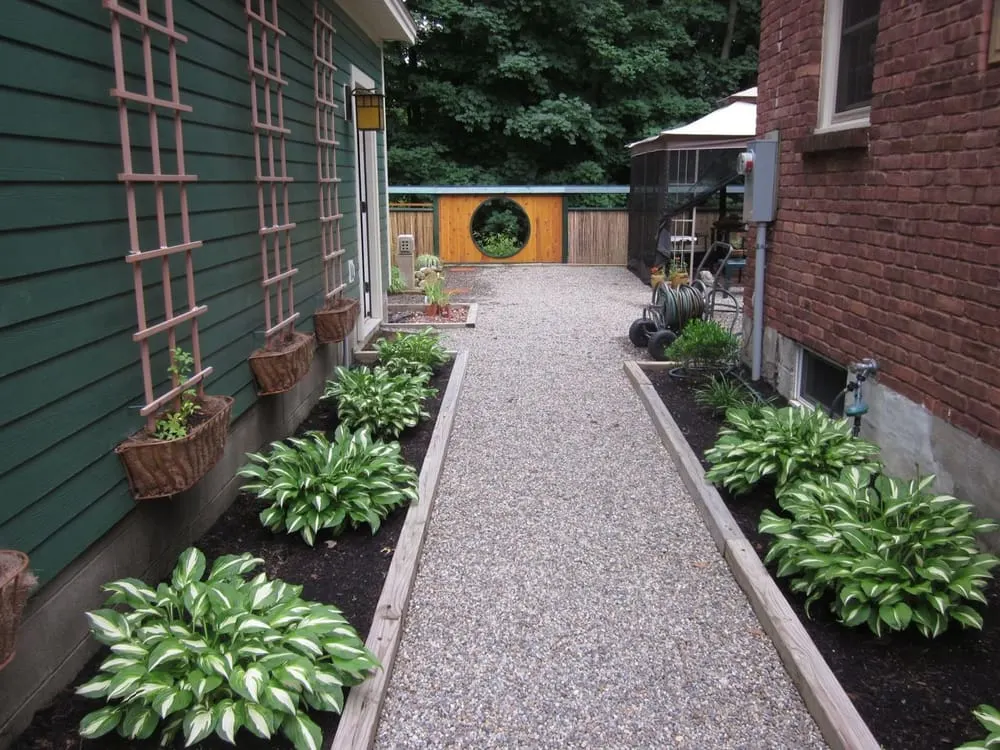 Zen Garden with White Gravel Pathway