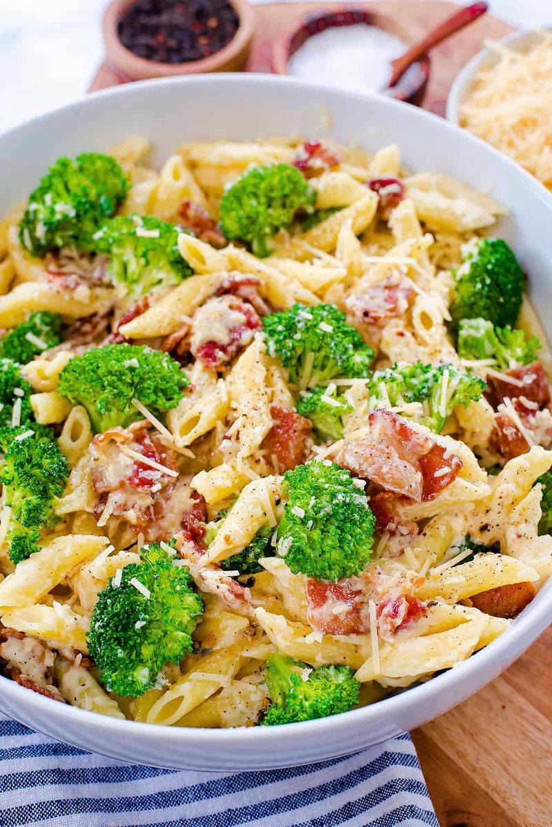 Alfredo with Broccoli and Bacon