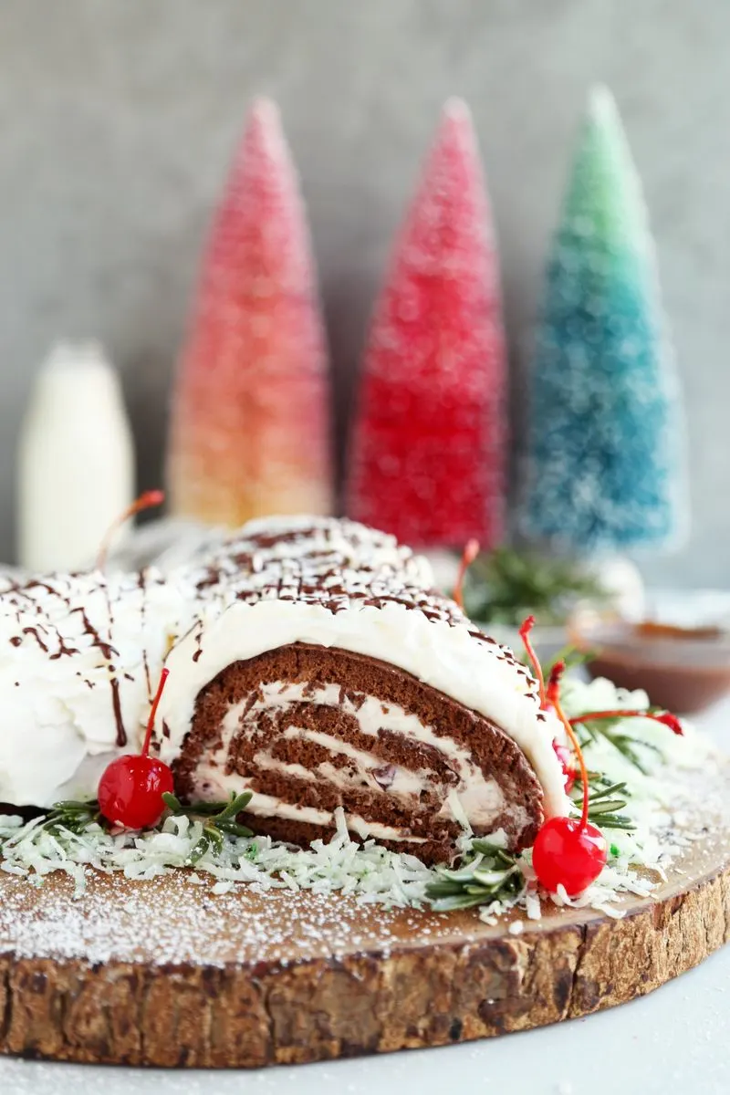 Cherry Chocolate Yule Log