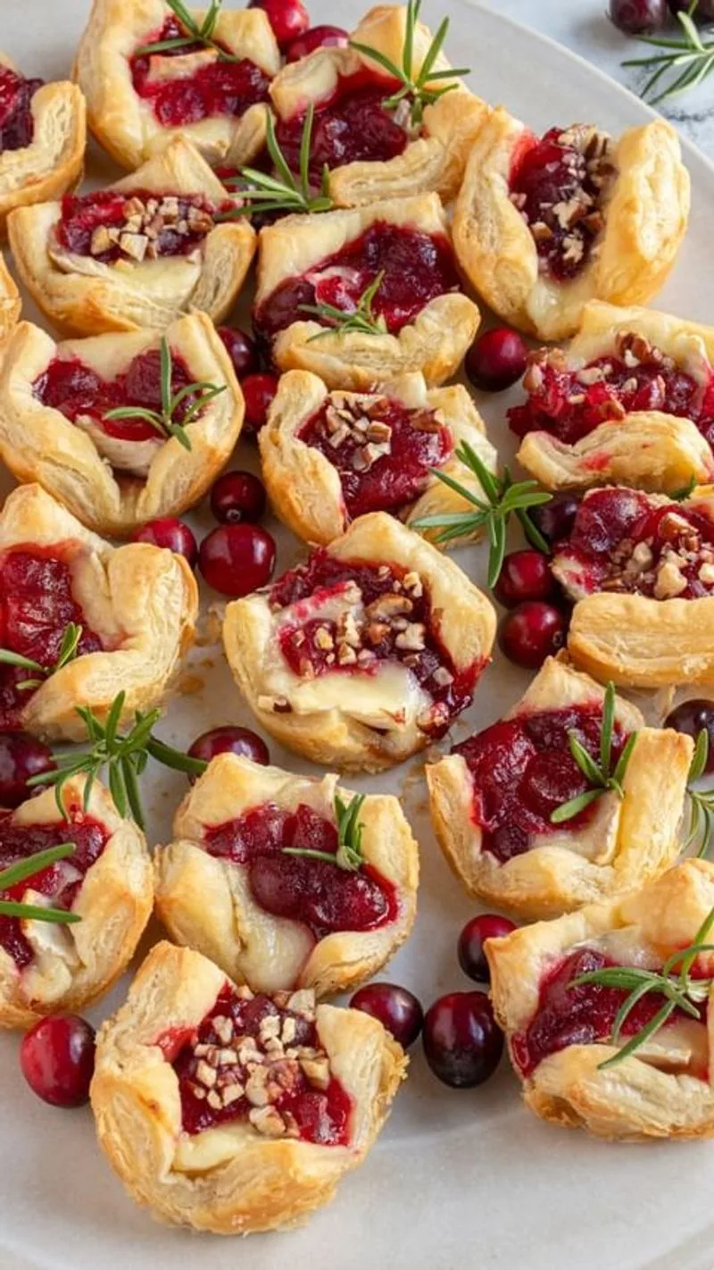 Cranberry and Brie Puff Pastry Bites