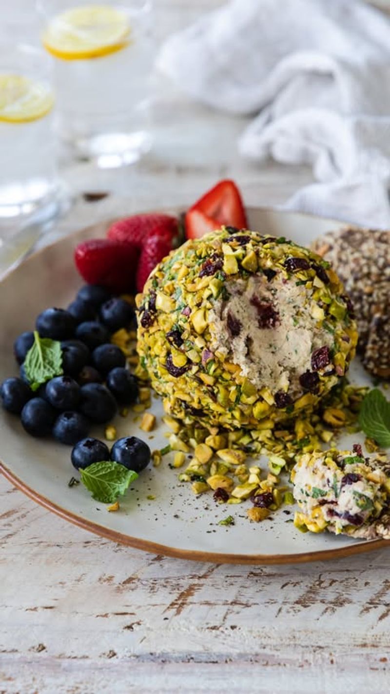 Cranberry and Pistachio Vegan Cheese Ball