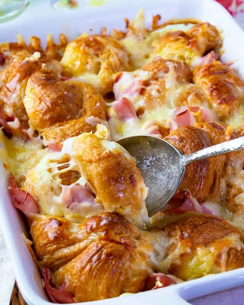 Ham and Cheese Croissant Casserole