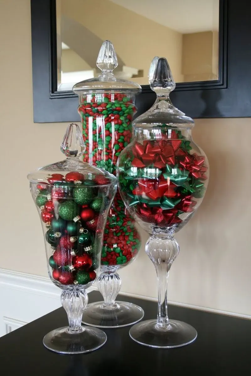 Ornament-Filled Apothecary Jars