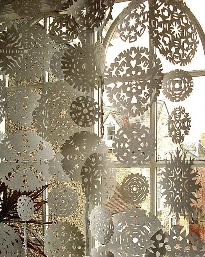 Paper Snowflake Window Decorations