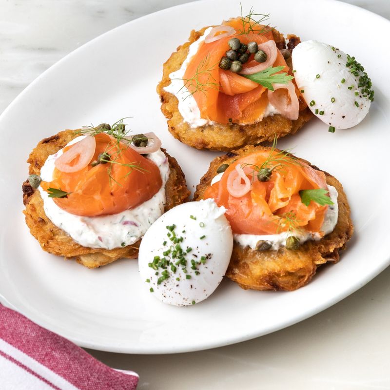 Potato Pancakes with Smoked Salmon