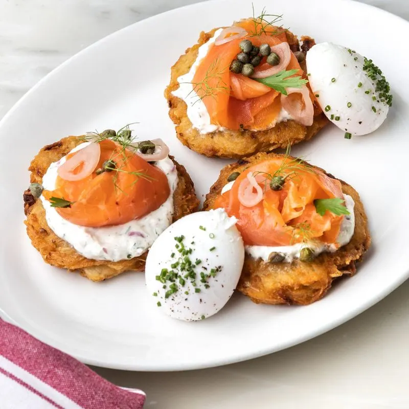 Potato Pancakes with Smoked Salmon