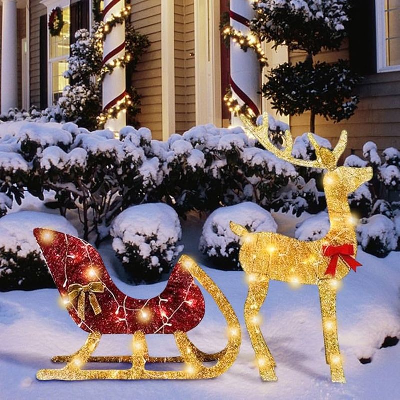 Reindeer and Sleigh Set Lights