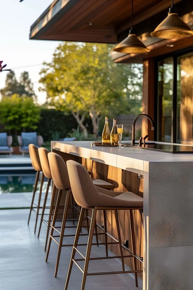 Outdoor Bar with High Stools