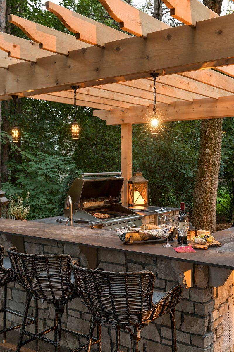 Pergola-Covered Dining Area