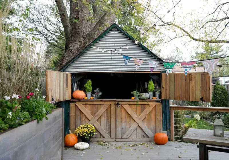 Fence with Built-In Cabinets