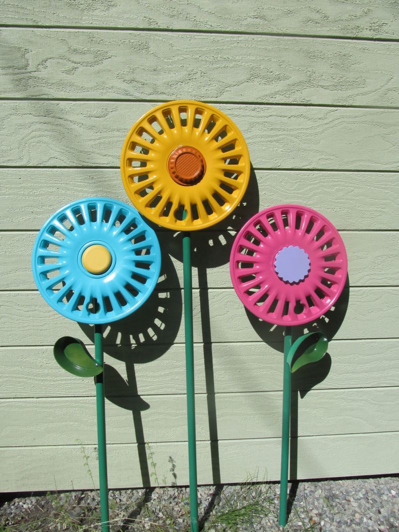 Hubcap Flower Art