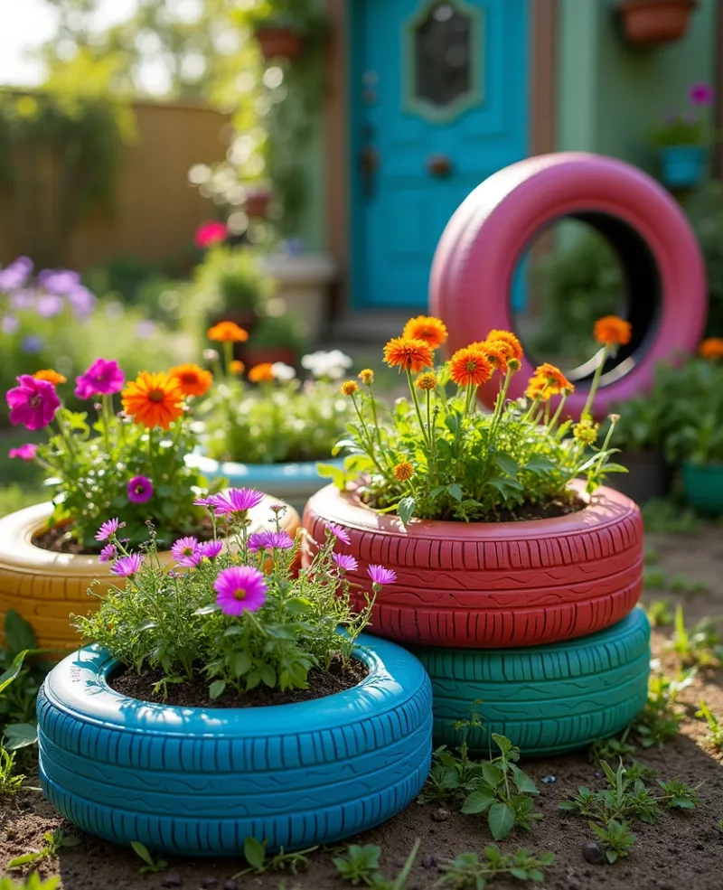 Stacked Tire Planter