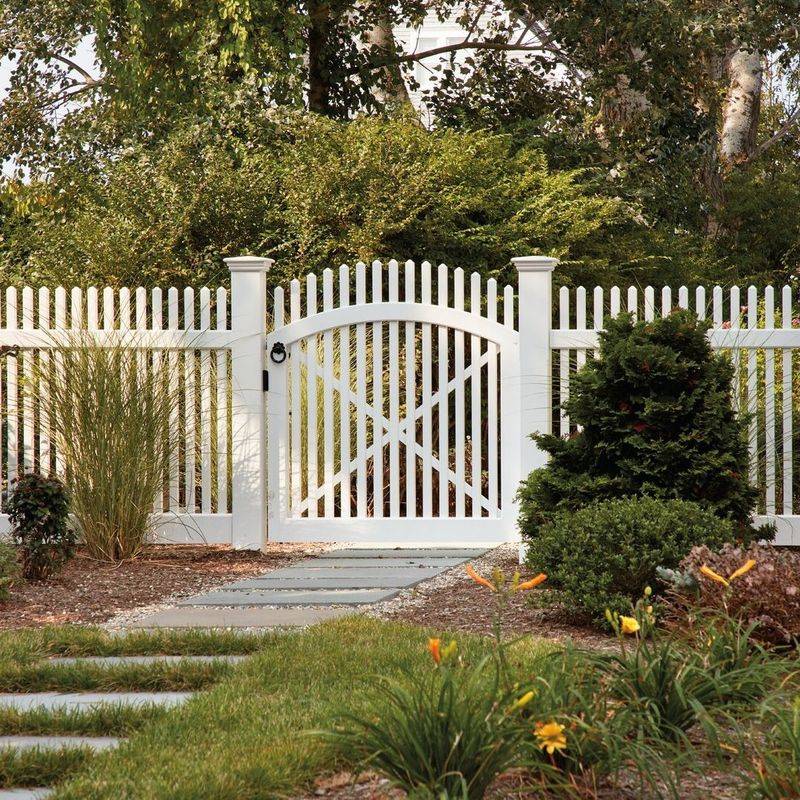 Classic White Picket Fence Gate