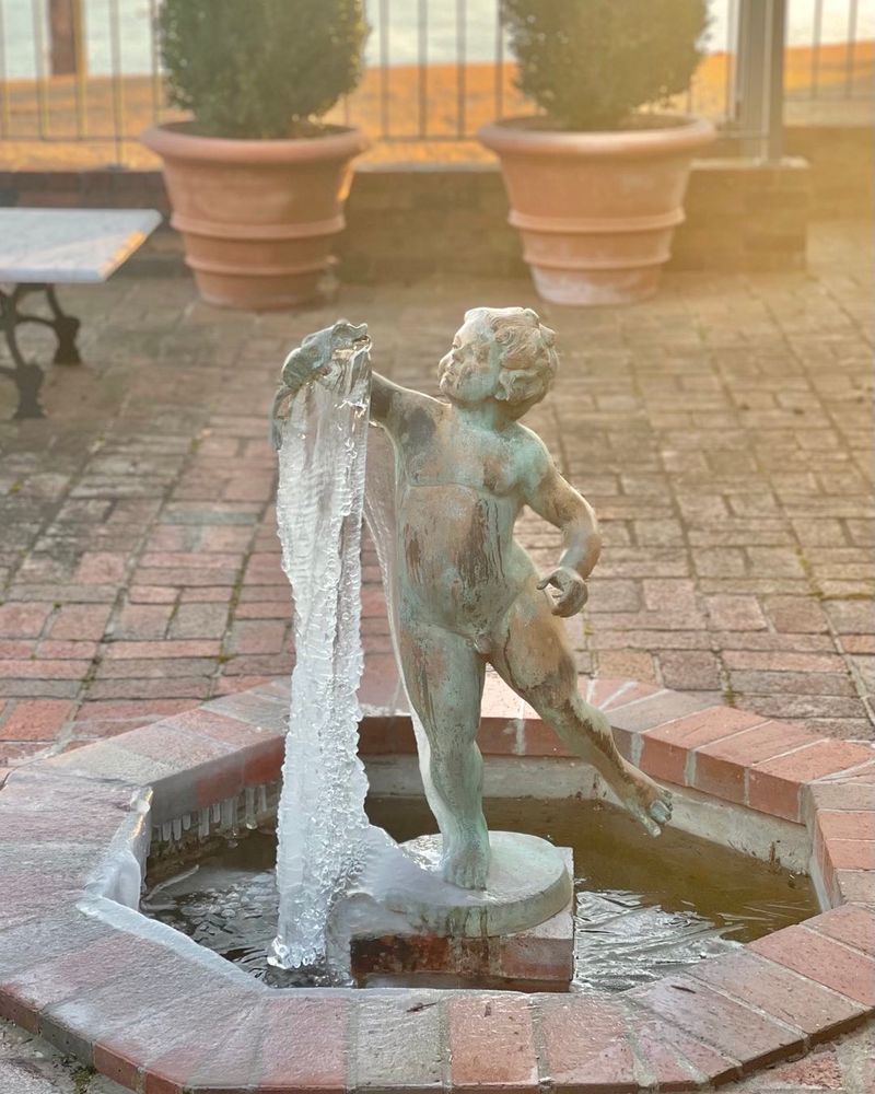 Greek Revival Pond with Statues