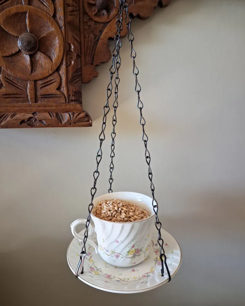 Hanging Teacup Bird Feeder