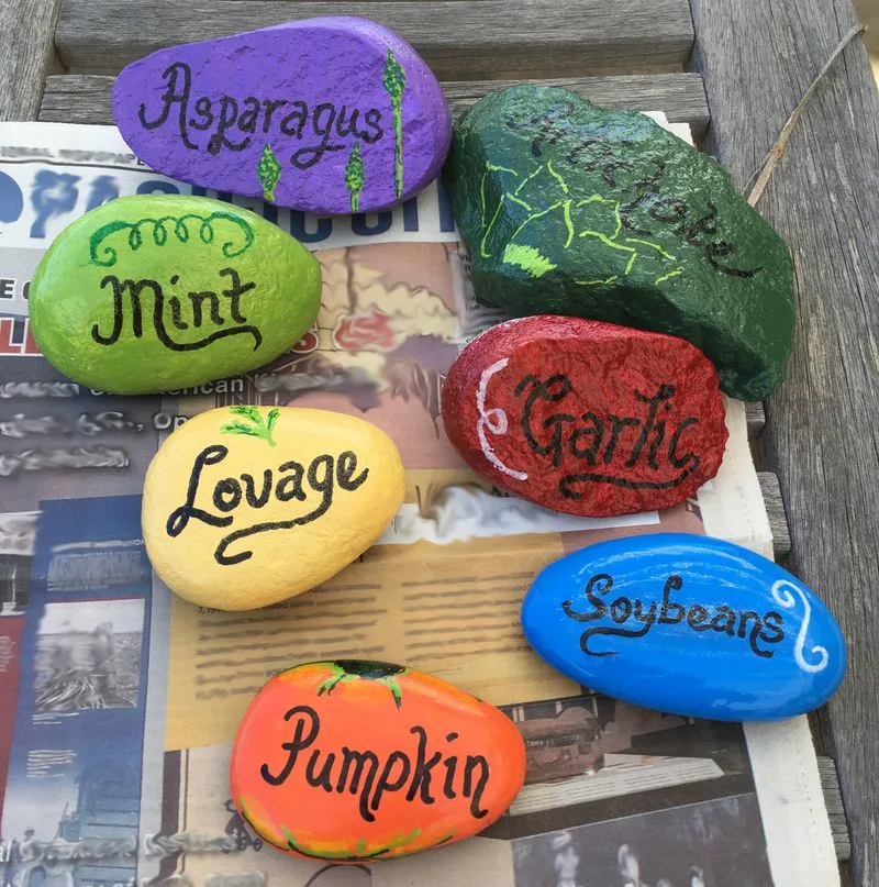 Painted Rock Plant Labels