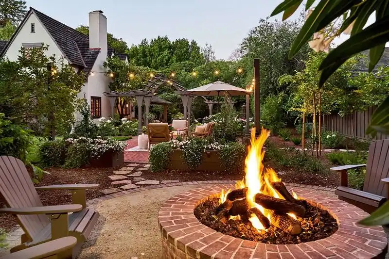 Rustic Brick Fire Pit Area