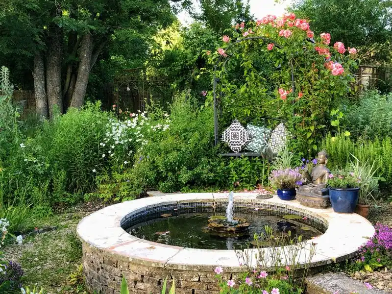 Spiral Herb Garden with Fountain