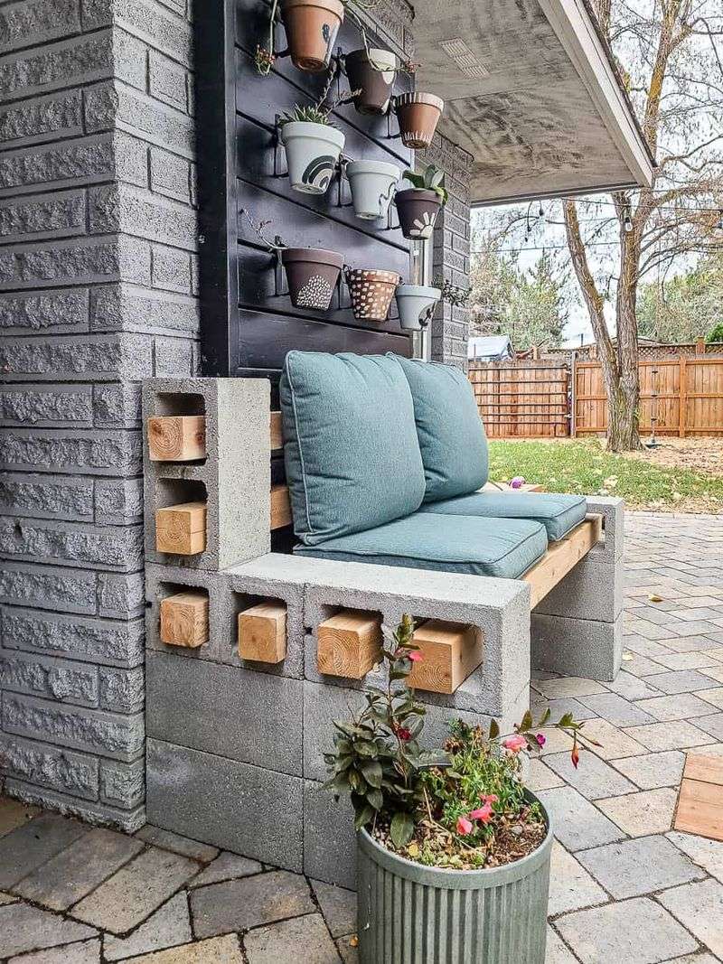 Concrete Garden Bench with Storage