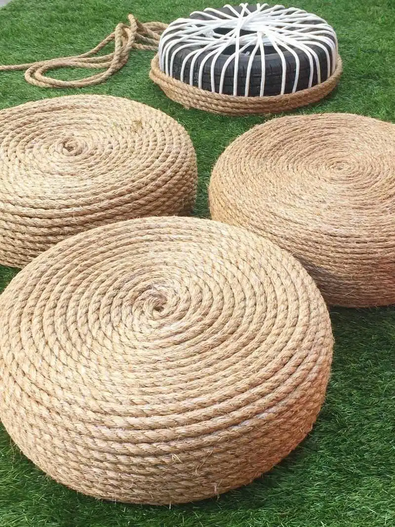 Rope-Wrapped Garden Stool