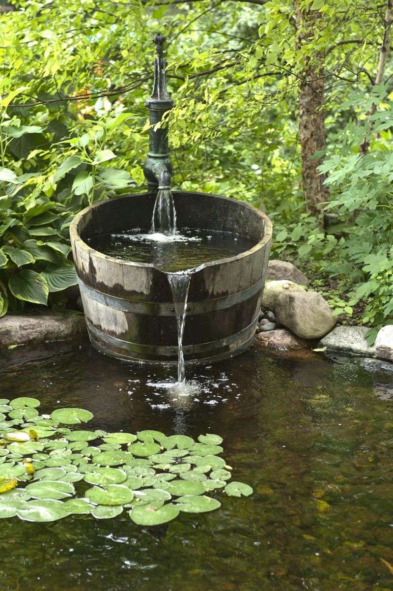 Repurposed Wine Barrel Fountain