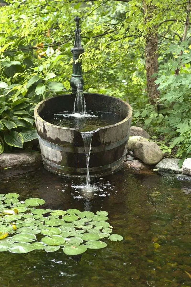 Repurposed Wine Barrel Fountain