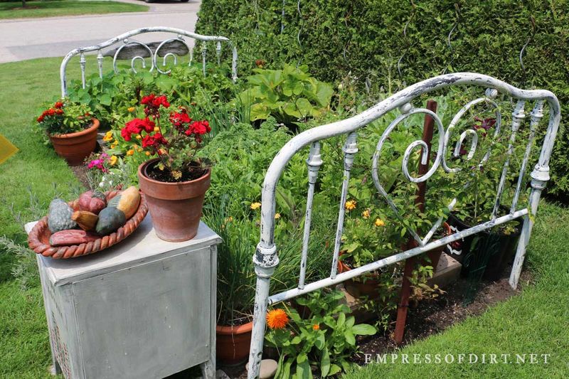 Repurposed Bed Frame Flower Bed