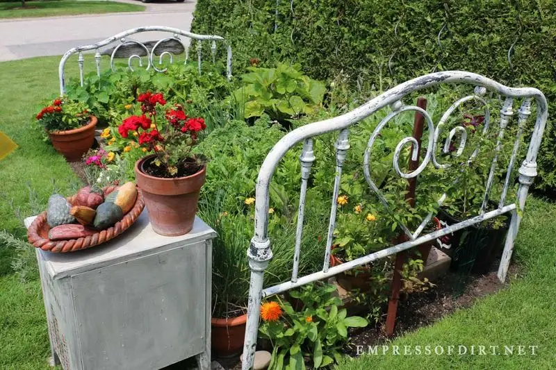 Repurposed Bed Frame Flower Bed