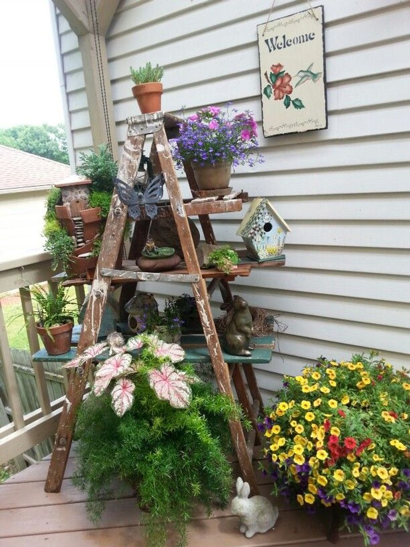 Rustic Ladder Plant Stand