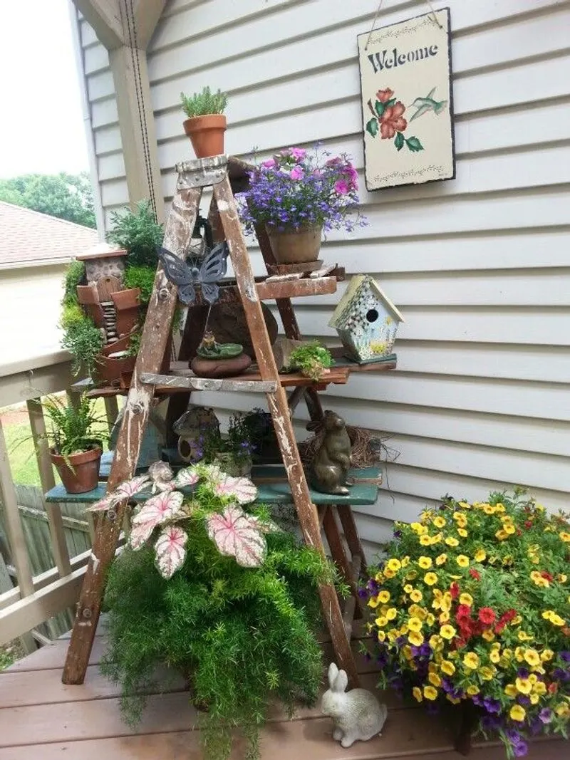 Rustic Ladder Plant Stand