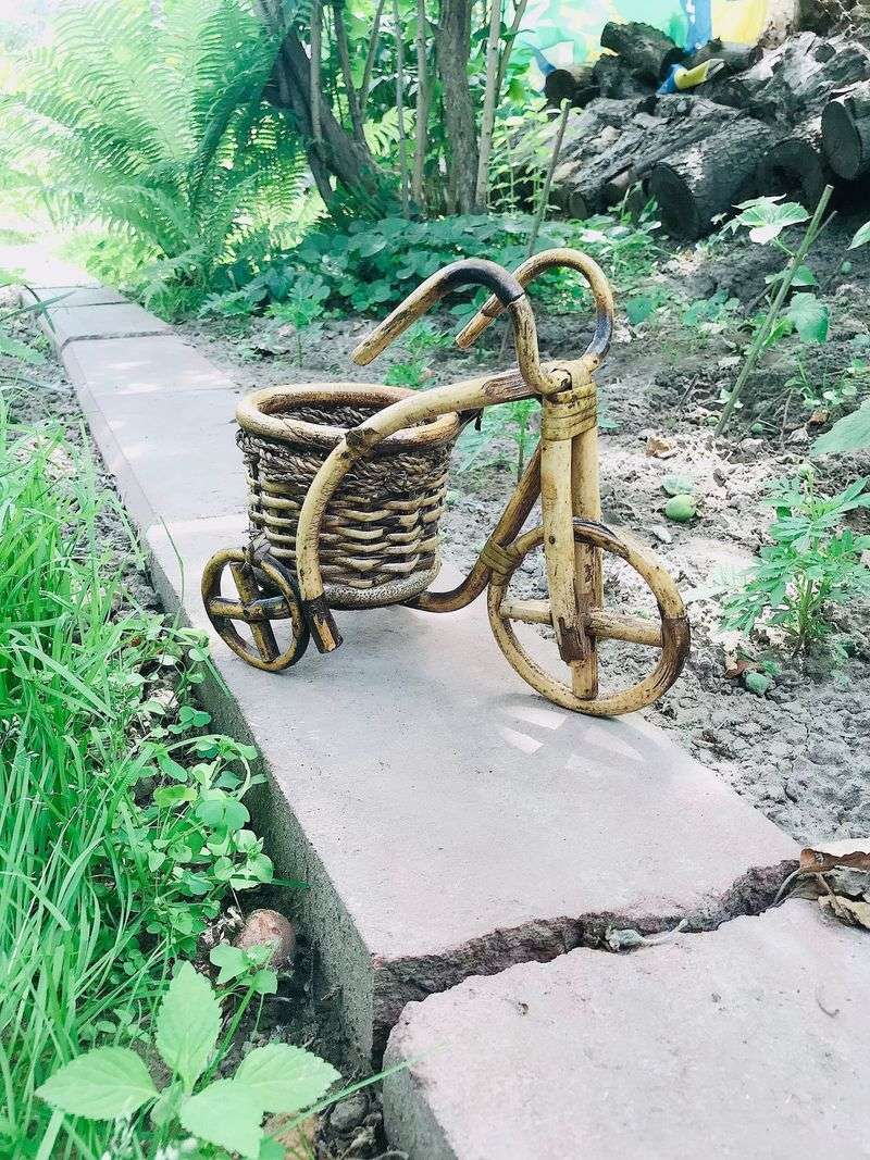 Eco-Friendly Bamboo Bicycle Planter