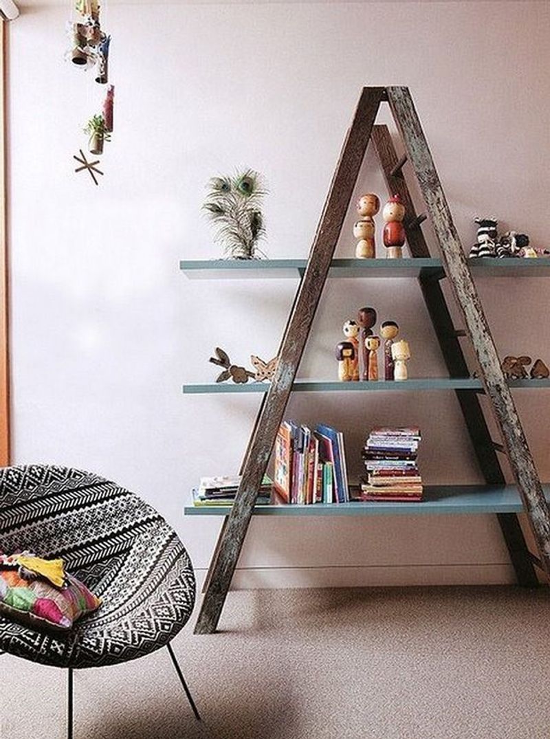 Repurposed Ladder Shelving