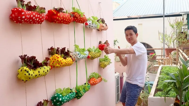 Recycled Bottle Tower Garden