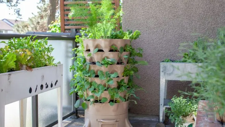 Space-Saving Tower Gardens for Fresh Herbs and Fertile Compost
