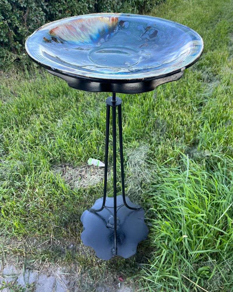 Bird Bath from Old Dishes