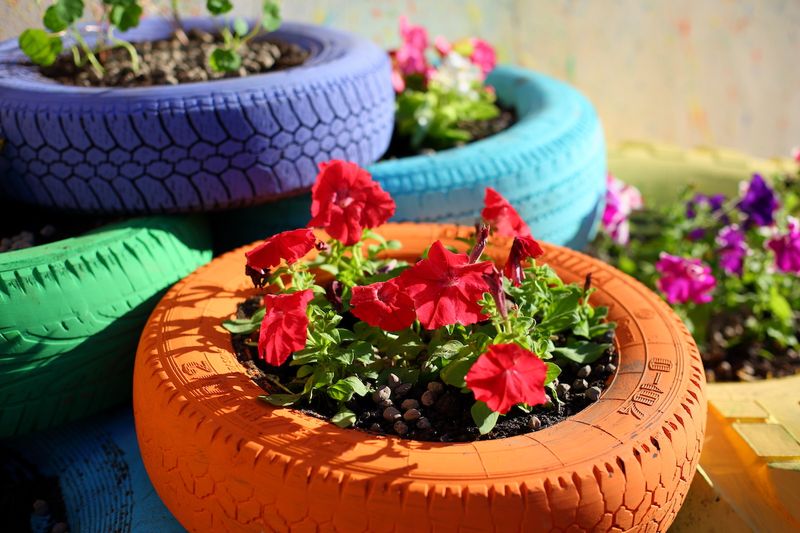 Colorful Tire Planters