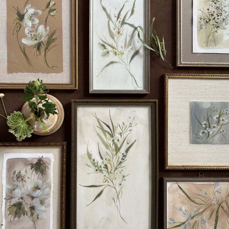 Framed Botanical Prints with Live Plants