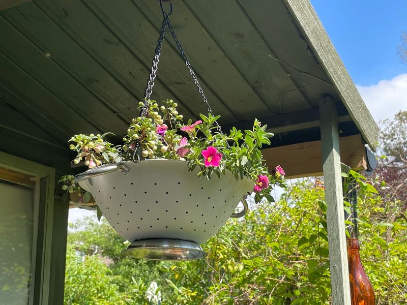 Repurposed Colander Hanging Basket