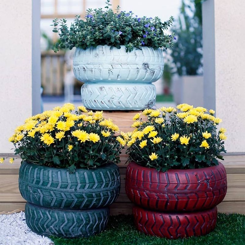 Tire Rim Planters