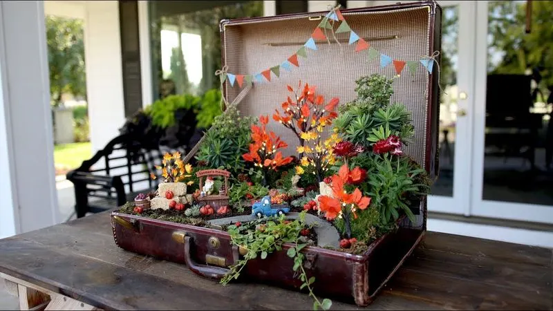 Vintage Suitcase Planter