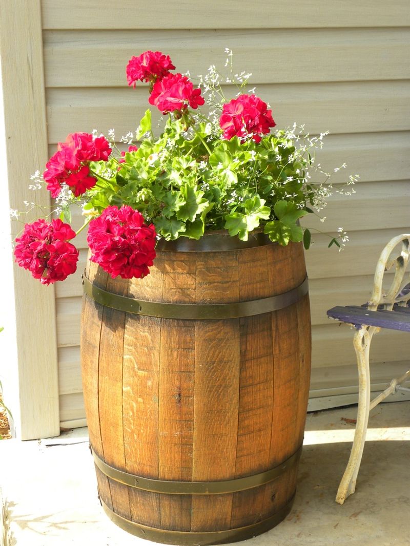 Vintage Wooden Barrel Planter