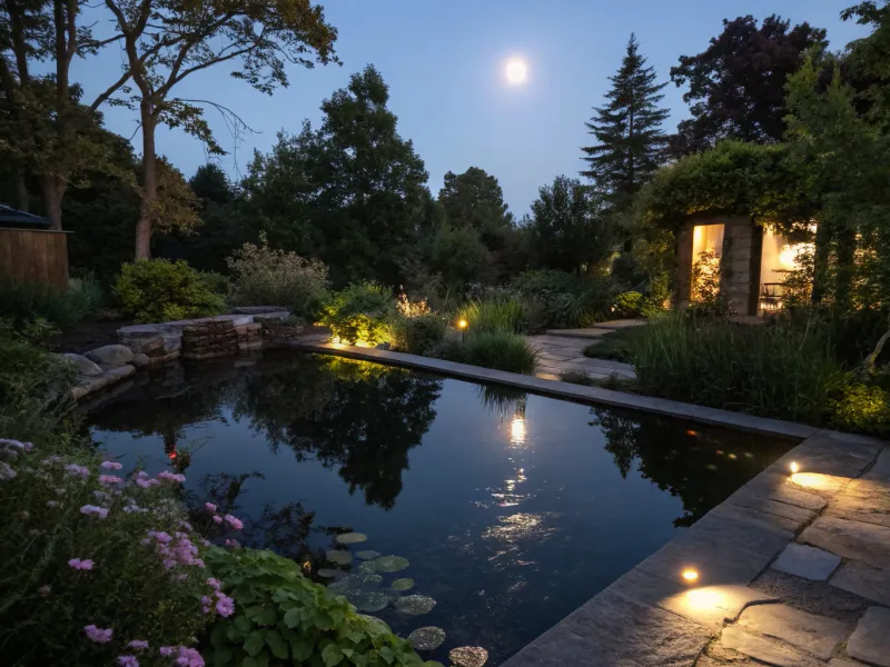 Moonlit Reflective Pond