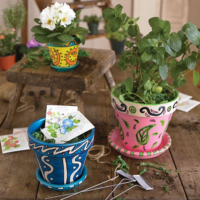 Painted Garden Pots