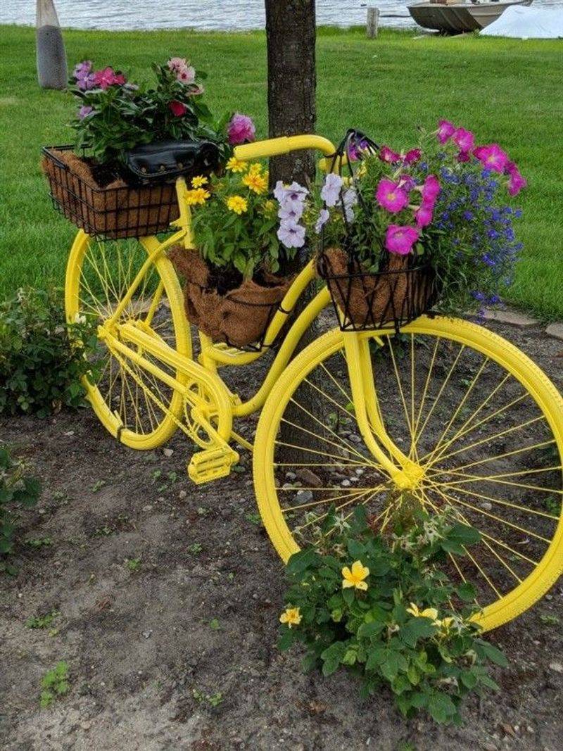 Repurposed Bicycle Planter