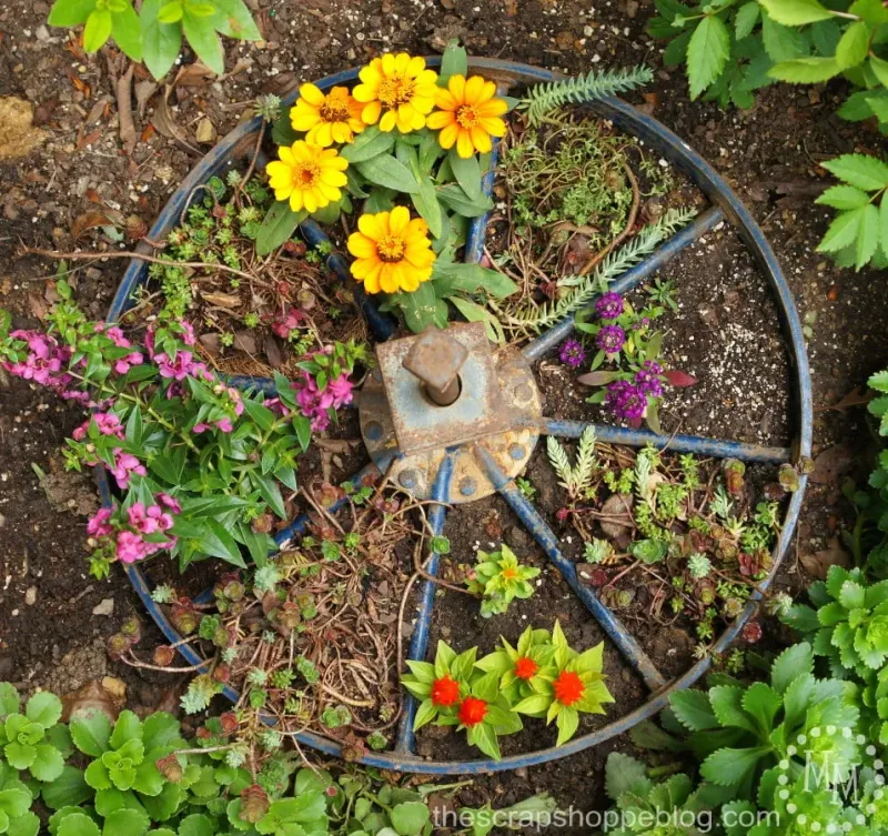 Wagon Wheel Flower Bed